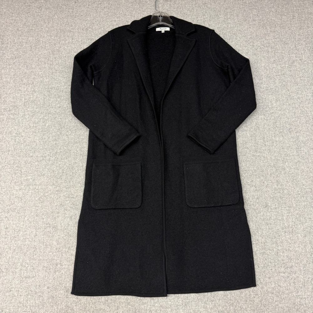 Madewell Merino Wool Cardigan Sweater Coat XXS Black Open Front G9615 FA 17